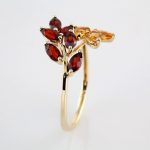 14K Yellow Natural Citrine & Natural Mozambique Garnet Bypass Ring - 69590