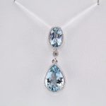 14K White Natural Aquamarine & .006 CTW Natural Diamond Pendant - 651602