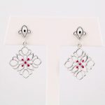 Sterling Silver & 14K White Natural Ruby Earrings - 85602