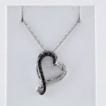 Sterling Silver 1/5 CTW Natural Black & White Diamond Heart 18" Necklace - 69956