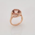 14K Rose Natural Checkerboard Pink Morganite & .02 CTW Diamond Ring - 68161