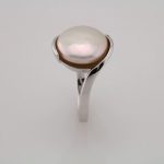 Sterling Silver Cultured White Freshwater Pearl Coin Ring - 67354