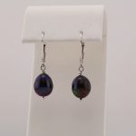 Sterling Silver Cultured Black Freshwater Pearl Earrings - 65969