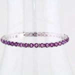 14K White Natural Amethyst 7 1/4" Line Bracelet - 651205