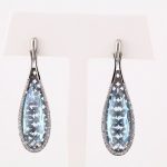 14K White Natural Sky Blue Topaz & 1/3 CTW Natural Diamond Earrings - 85659