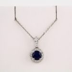 Platinum Natural Blue Sapphire & 1/5 CTW Natural Diamond 18" Necklace - 68601