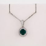 14K White Natural Emerald & 1/5 CTW Natural Diamond 18" Necklace - 68601