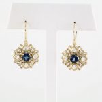 14K Yellow Natural London Blue Topaz & 1/2 CTW Natural Diamond Earrings - 85373