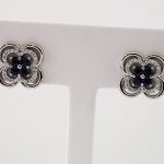 Platinum Natural Blue Sapphire & 1/5 CTW Natural Diamond Clover Earrings - 86370