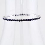 14K White Lab-Grown Blue Sapphire Line 7.25" Bracelet - 651204