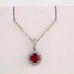 Platinum Natural Ruby & 1/5 CTW Natural Diamond 18" Necklace - 68601