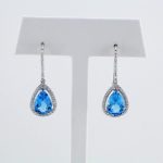 14K White Natural Swiss Blue Topaz & 1/2 CTW Natural Diamond Earrings - 69239