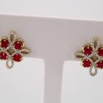 14K Yellow Natural Ruby & 1/4 CTW Natural Diamond Earrings - 86367