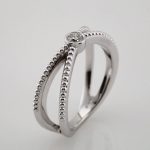 Platinum 1/8 CTW Natural Diamond Bezel-Set Beaded Ring - 123108