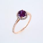 14K Rose Lab-Grown Alexandrite & 3/8 CTW Diamond Ring - 68873