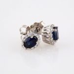 14K White Natural Blue Sapphire & 1/3 CTW Diamond Cluster Earrings - 85028