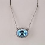 14K White Natural Aquamarine & .04 CTW Natural Diamond 16 1/2" Necklace - 85903