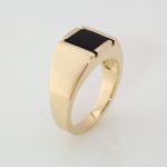 14K Yellow Natural Black Onyx Bezel-Set Ring - 60691