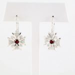 14K White Natural Mozambique Garnet & 1/3 CTW Natural Diamond Earrings - 85349