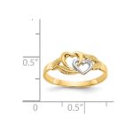 14K and White Rhodium Polished 2 Hearts Ring