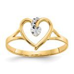 4K and White Rhodium Polished Heart Ring