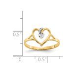 4K and White Rhodium Polished Heart Ring