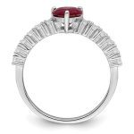 Sterling Silver Polished Rhodium-plated Created Ruby and CZ Heart Ring