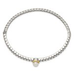 Shey Couture Sterling Silver with 14K Accent 6mm FW Cultured Pearl Hinged Bangle Bracelet