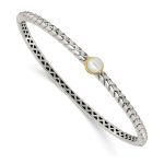 Shey Couture Sterling Silver with 14K Accent 6mm FW Cultured Pearl Hinged Bangle Bracelet