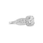 1.499 CTW Cushion Diamond Halo Engagement Ring -14K White Gold