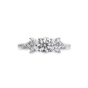 Round Diamond Marquise Accented Engagement Ring