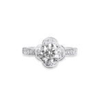 1.247 Ctw Round Diamond Floral Engagement Ring- 14K White Gold