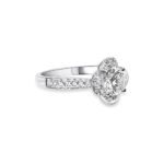 1.247 Ctw Round Diamond Floral Engagement Ring- 14K White Gold