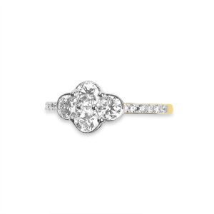 1.140 Ctw Round Diamond Quadruple Cluster Ring