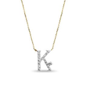 Round Diamond Initial ‘K’ Pendant Necklace