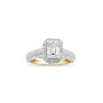 1.719 Ctw Emerald Diamond Halo Engagement Ring