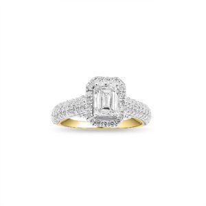 1.719 Ctw Emerald Diamond Halo Engagement Ring