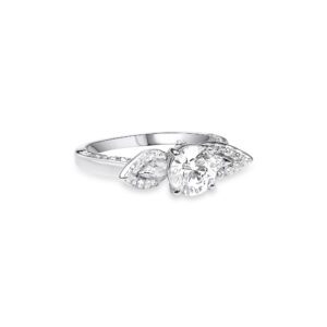 Marquise Diamond Leaf Accent Engagement Ring