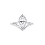 Neptunes Blvd Jewelry 0.798 Ctw Marquise Diamond V-Shaped Pave Engagement Ring