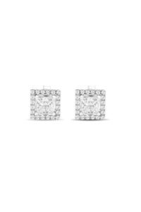 Round Diamond Halo Stud Earrings