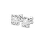 Exquisite Brilliance - 1.597 CTW Round Diamond Halo Stud Earrings