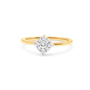 Round Diamond Floral Promise Ring