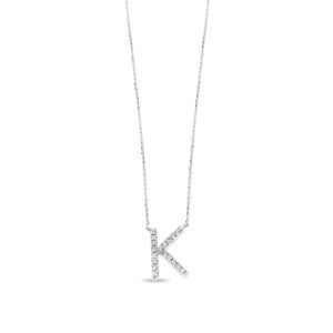 Round Diamond Letter Necklace