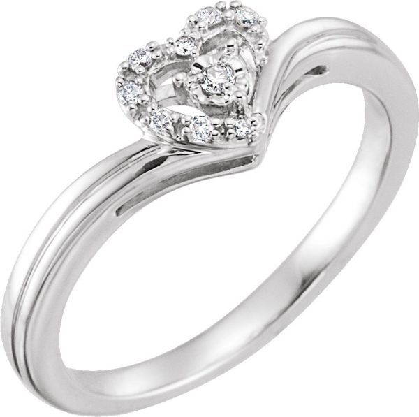 10K White .06 CTW Natural Diamond Heart Promise Ring - 652988