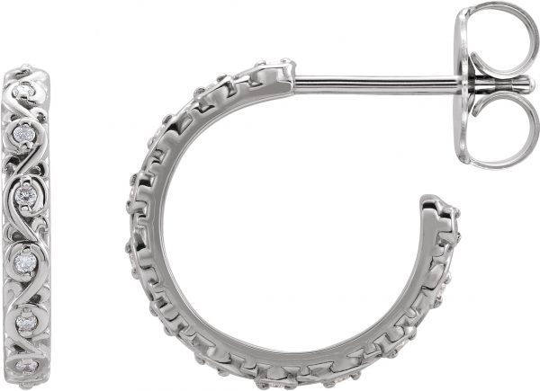 0.06 CTW .06 CTW Natural Diamond Sculptural Hoop Earrings - 87110