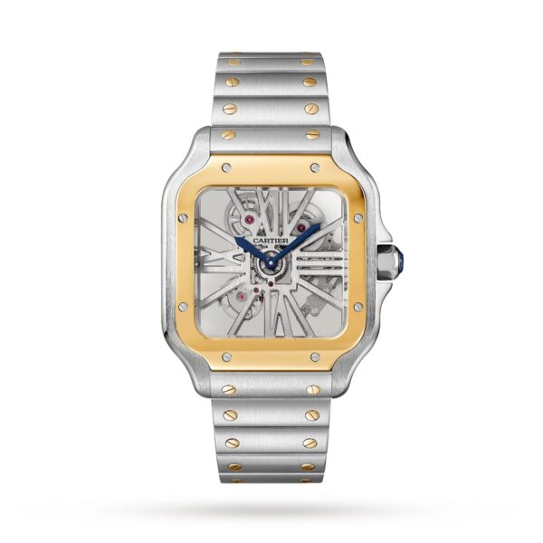 Santos de Cartier Watch, Large Model, Manual Winding, Steel Case, Yellow Gold